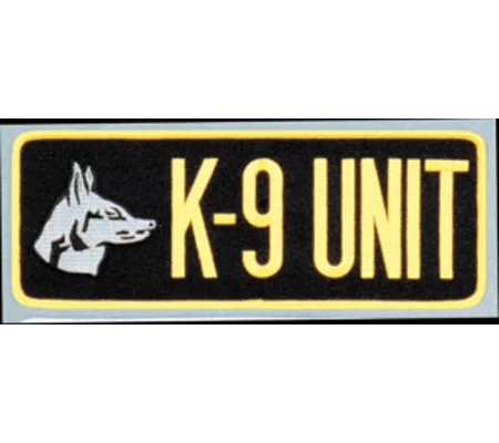 K-9 Unit Dog Back Patch Large 4 x 11 Gold on Black