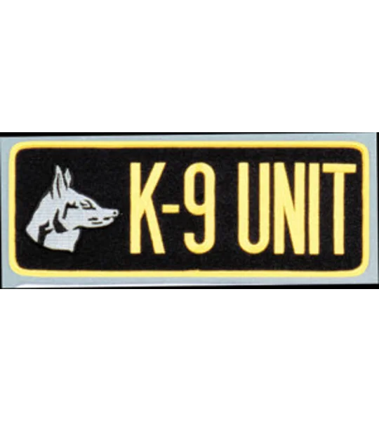 K-9 Unit Dog Back Patch Large 4 x 11 Gold on Black