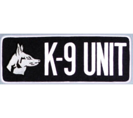 K-9 Unit Dog Back Patch Large 4 x 11 White on Navy