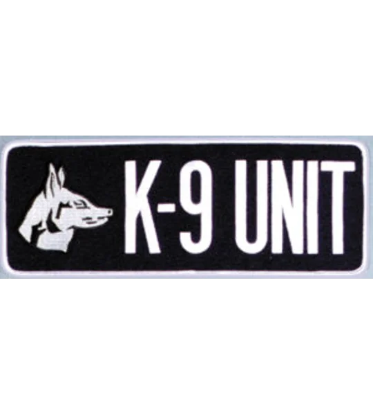 K-9 Unit Dog Back Patch Large 4 x 11 White on Navy