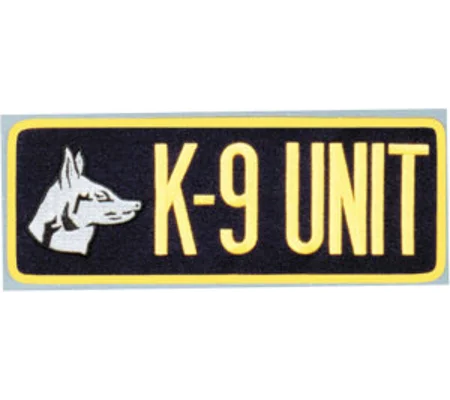 K-9 Unit Dog Back Patch Large 4 x 11 Gold on Navy