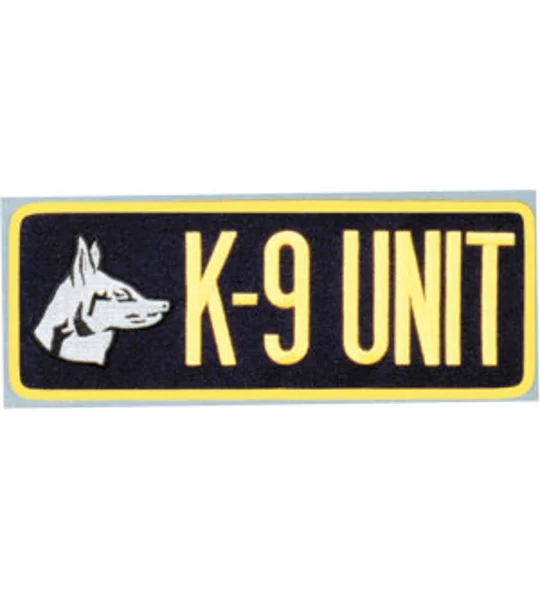 K-9 Unit Dog Back Patch Large 4 x 11 Gold on Navy