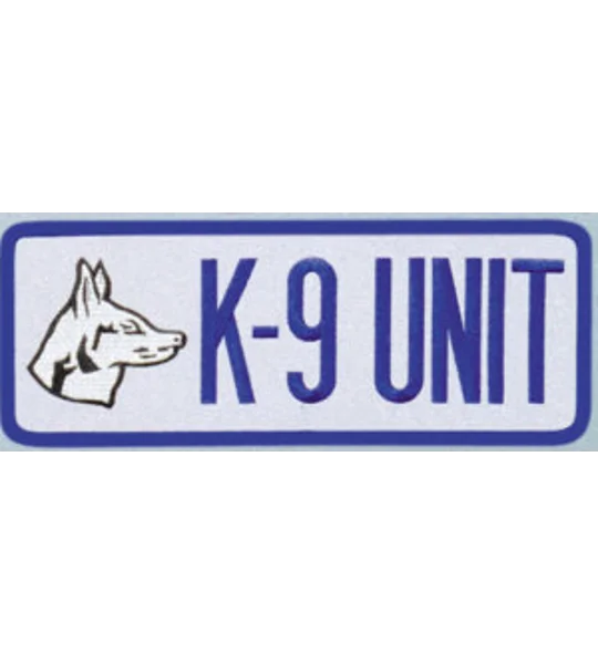 K-9 Unit Dog Back Patch Large 4 x 11Royal on Gray