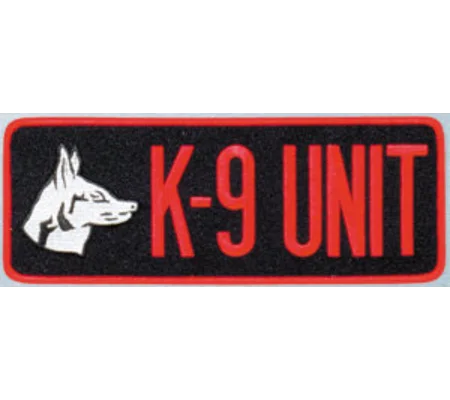 K-9 Unit Dog Back Patch Large 4 x 11 Red on Black