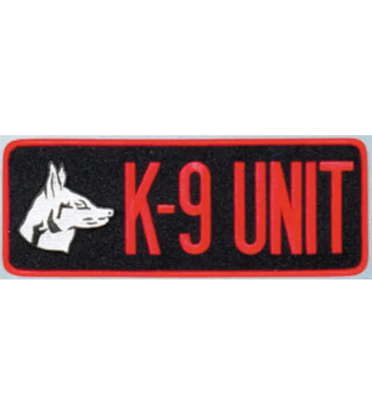 K-9 Unit Dog Back Patch Large 4 x 11 Red on Black