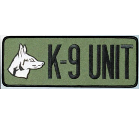 K-9 Unit Dog Back Patch Large 4 x 11 Black on Olive Drab