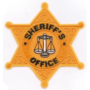 Sheriff Badge Patch 6 Point Rounded Star Gold