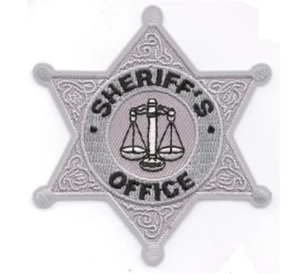 Sheriff Badge Patch 6 Point Rounded Star Silver