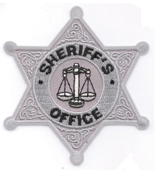 Sheriff Badge Patch 6 Point Rounded Star Silver
