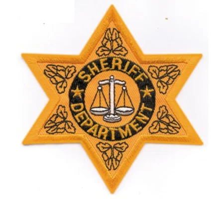 Sheriff Badge Patch 6 Point Star Gold