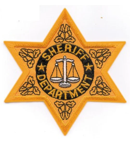 Sheriff Badge Patch 6 Point Star Gold