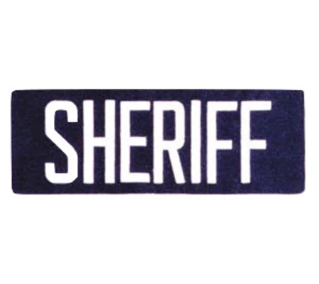 Sheriff SO Back Patch Large 4 x 11 White onNavy