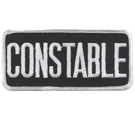 Constable Front Patch Large 2 x 4 White on Black