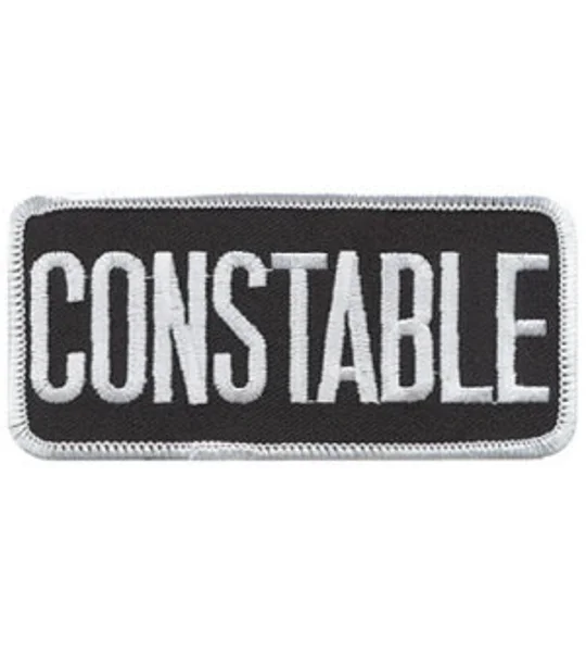 Constable Front Patch Large 2 x 4 White on Black