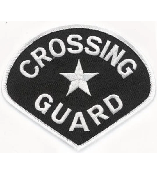 Crossing Guard Shoulder Patch White on Black
