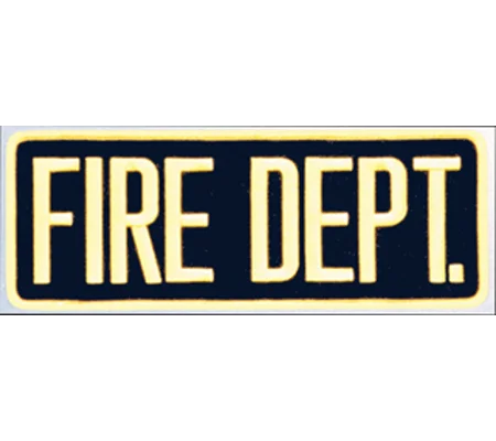 Fire Dept Back Patch Large 4 x 11 Gold on Navy