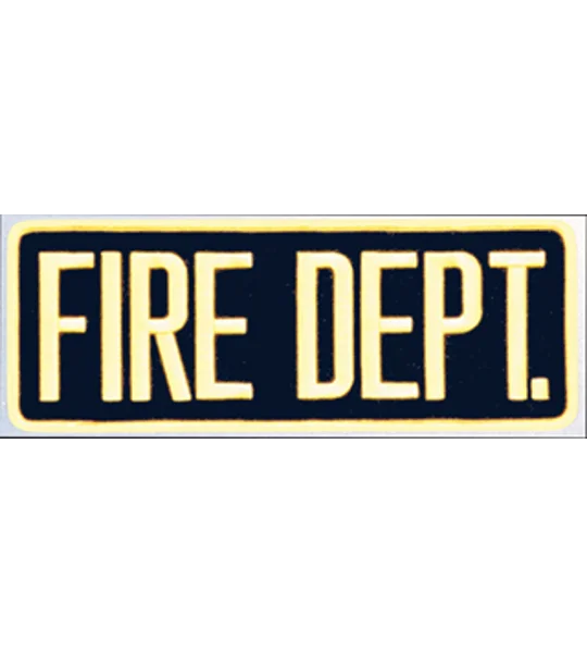 Fire Dept Back Patch Large 4 x 11 Gold on Navy
