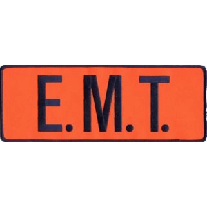 EMT Back Patch 4 X 11 Navy on Orange