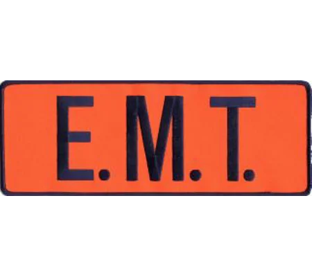 EMT Back Patch 4 X 11 Navy on Orange