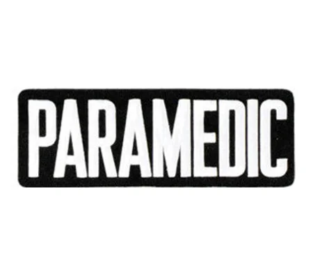 Paramedic Back Patch 4 X 11 White on Black