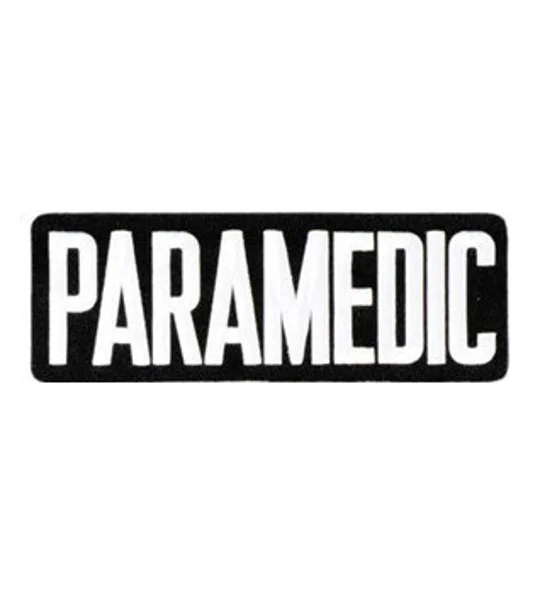 Paramedic Back Patch 4 X 11 White on Black