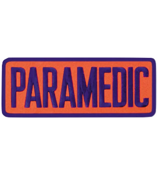 Paramedic Back Patch 4 X 11 Navy on Orange