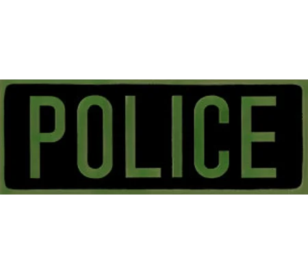 Police PD Back Patch Large 4 x 11 Olive Drab on Black