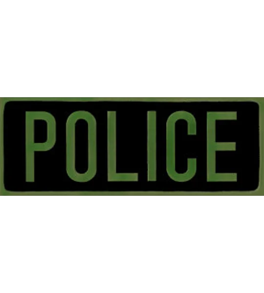 Police PD Back Patch Large 4 x 11 Olive Drab on Black