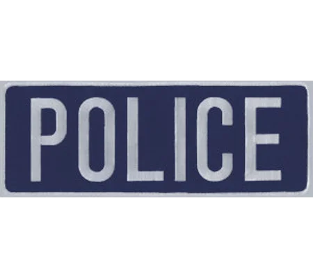 Police PD Back Patch Large 4 x 11 Gray on Navy
