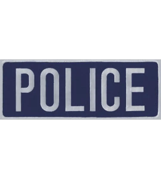 Police PD Back Patch Large 4 x 11 Gray on Navy