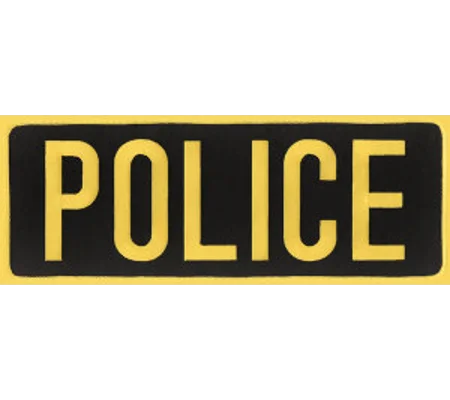 Police PD Back Patch Large 4 x 11 Gold on Midnight Blue