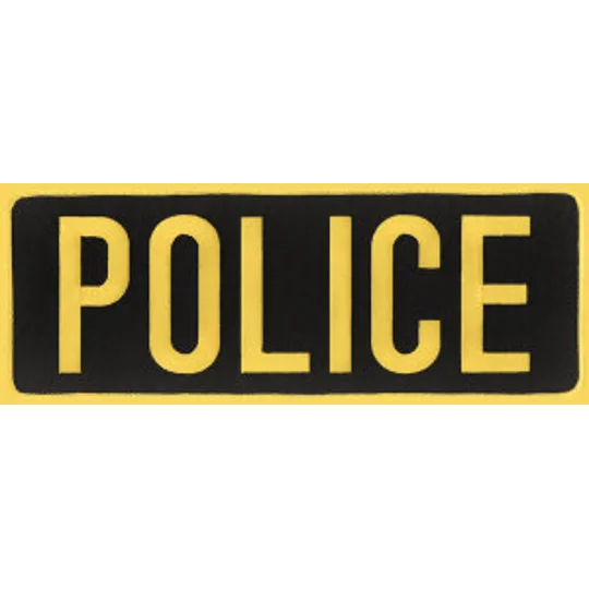 Police PD Back Patch Large 4 x 11 Gold on Midnight Blue