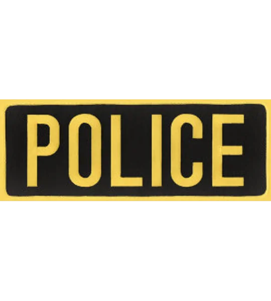 Police PD Back Patch Large 4 x 11 Gold on Midnight Blue