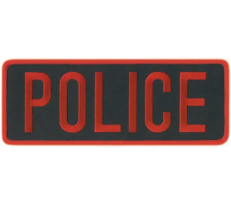 Police PD Back Patch Large 4 x 11 Red on Midnight Blue