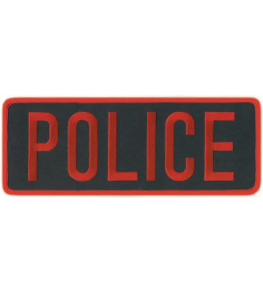 Police PD Back Patch Large 4 x 11 Red on Midnight Blue