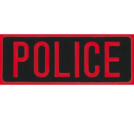Police PD Back Patch Large 4 x 11 Red on Black