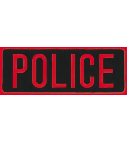Police PD Back Patch Large 4 x 11 Red on Black