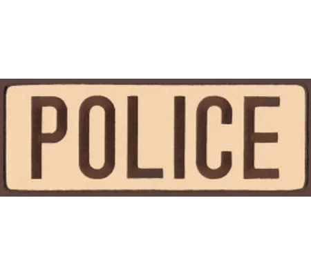 Police PD Back Patch Large 4 x 11 Brown on Tan