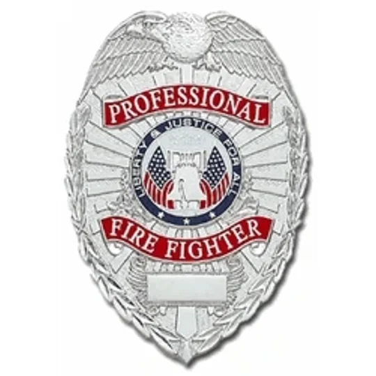 Professional Firefighter Shield Badge Silver Nickel