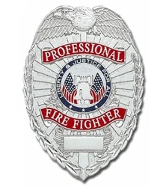 Professional Firefighter Shield Badge Silver Nickel