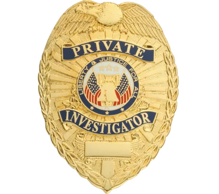 Private Investigator Shield Breast Badge Gold