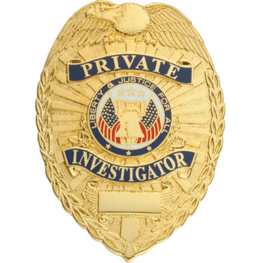 Private Investigator Shield Breast Badge Gold
