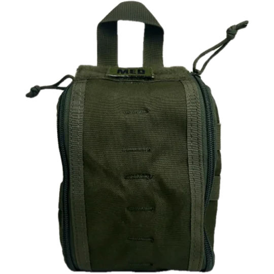 Tactical Trauma & First Aid Kit Pouch Olive Drab Rip Open