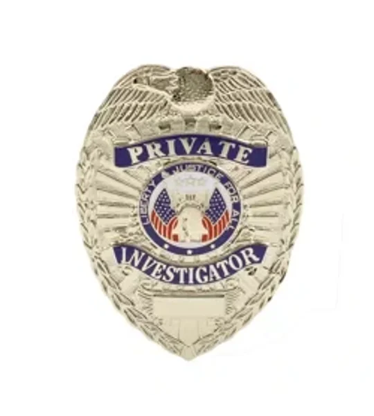 Private Investigator Shield Breast Badge Nickel Silver