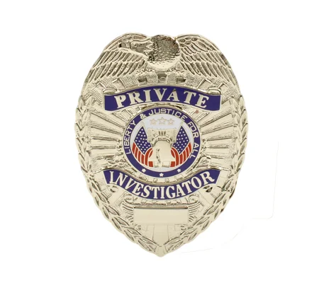 Private Investigator Shield Breast Badge Nickel Silver