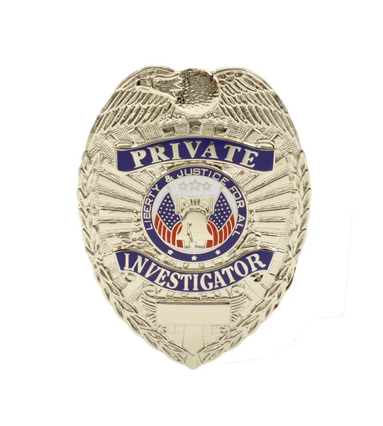Private Investigator Shield Breast Badge Nickel Silver