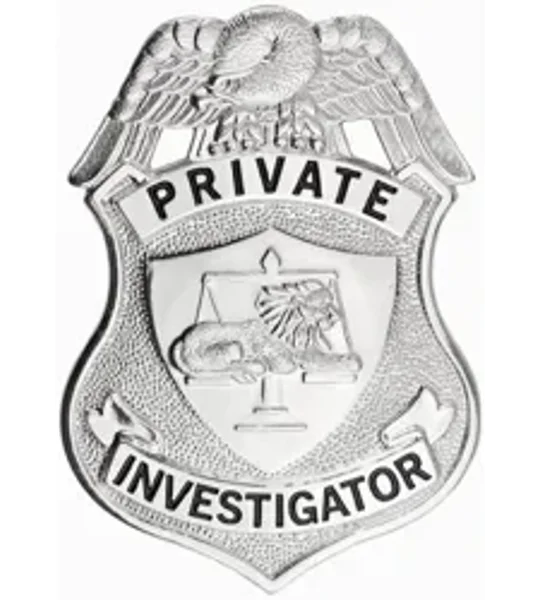 Private Investigator Shield Breast Badge Silver Nickel
