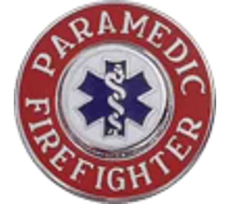 Paramedic Firefighter Red Round Silver Disc Collar Insignia Set