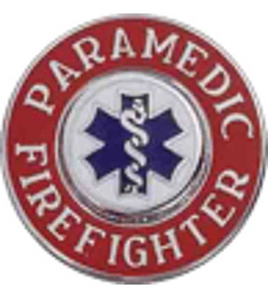 Paramedic Firefighter Red Round Silver Disc Collar Insignia Set