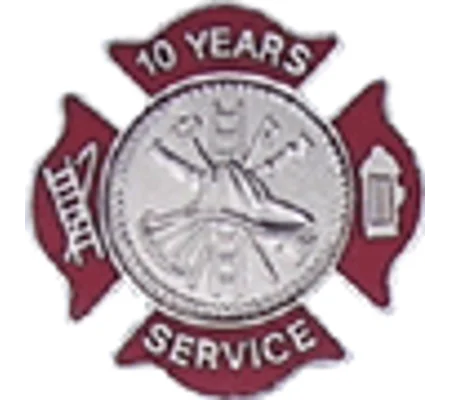 Maltese Cross Insignia Tac Pin Red Years Service 10